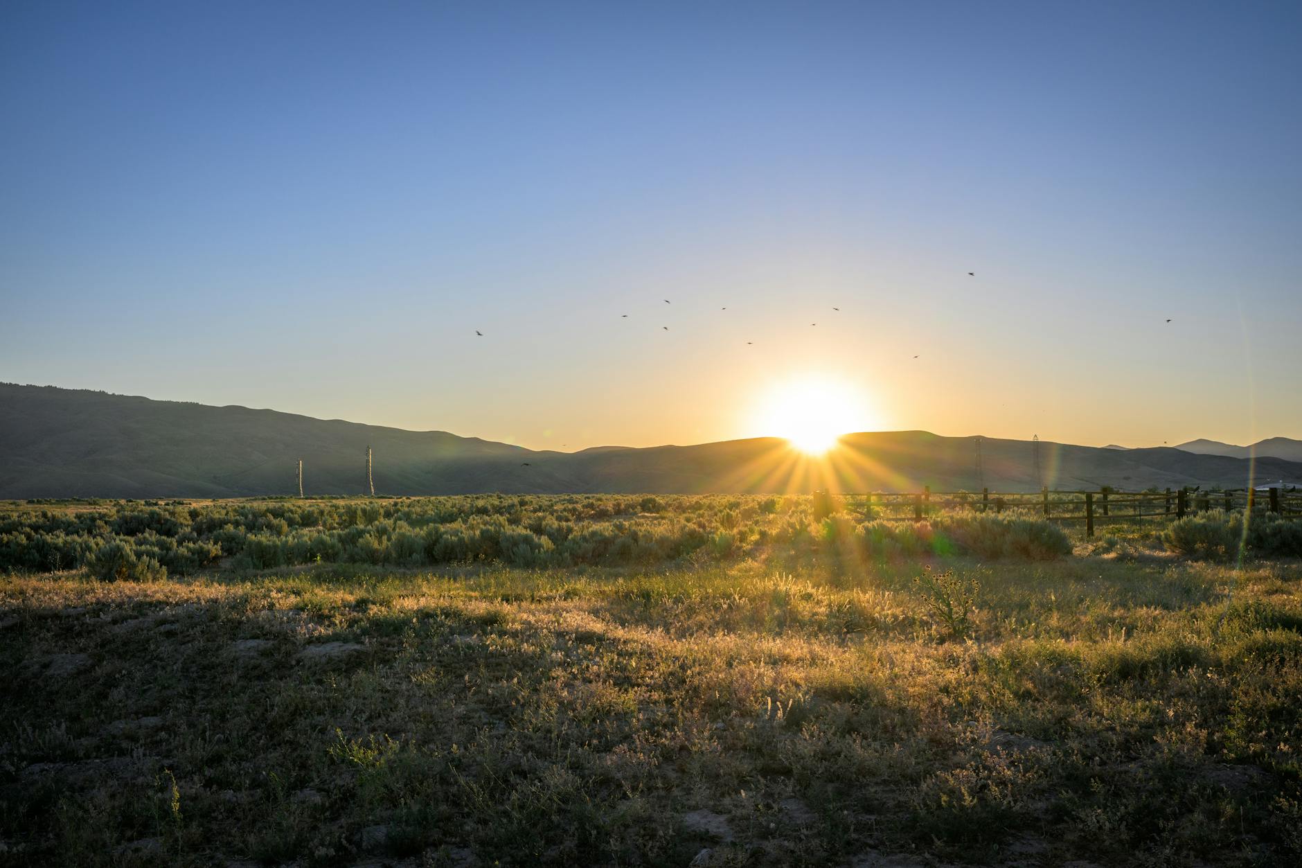 the sun is setting over a field with grass and mountains in the background,Best states for homesteading